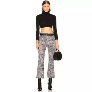 Rag & Bone Hana‎ Bootcut Crop Jeans Gray Velvet Cheetah Print Size 25